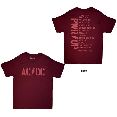 Unisex T-Shirt: Logo EU Tour '25 (Maroon Red) (Back Print & Ex-Tour)