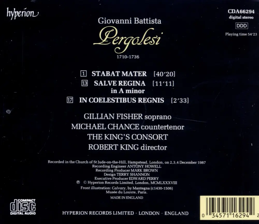 PERGOLESI: STABAT MATER; SALVE REGINA IN A MINOR