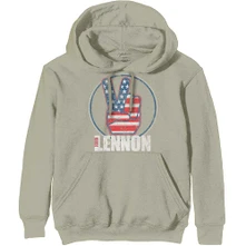 John Lennon, Mikina Peace Fingers US Flag, Unisex, Natural
