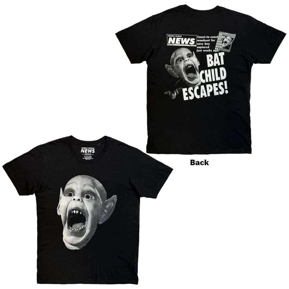 Unisex T-Shirt: Jumbo Bat Boy (Black) (Back Print)