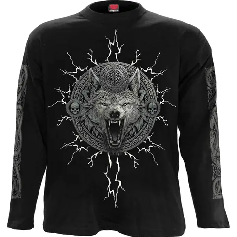 Unisex Long Sleeve T-Shirt: Valhalla (Black) (Back & Sleeve Print)