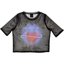 Croptop Ladies Mesh Crop Top: Heart (Black)