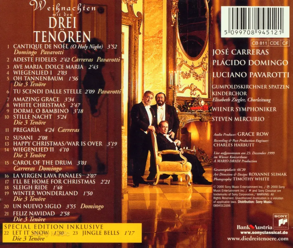 The Three Tenors - Christmas (Carreras, Domingo, Pavarotti) (International Version)
