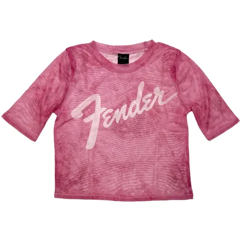 Ladies Mesh Crop Top: Classic Logo (Pink)