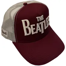 Unisex Mesh Back Cap: Drop T Logo & Apple (Maroon Red & Natural) thumbnail