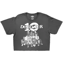 Ladies Crop Top: Group White Logo (Charcoal Grey) thumbnail