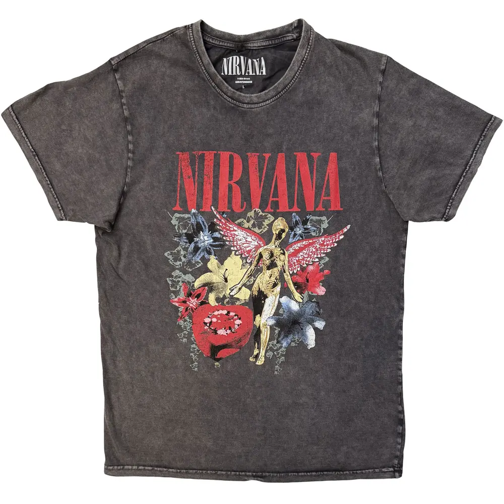 Unisex Stone Wash T-Shirt: In Utero Vintage Collage (Charcoal Grey)