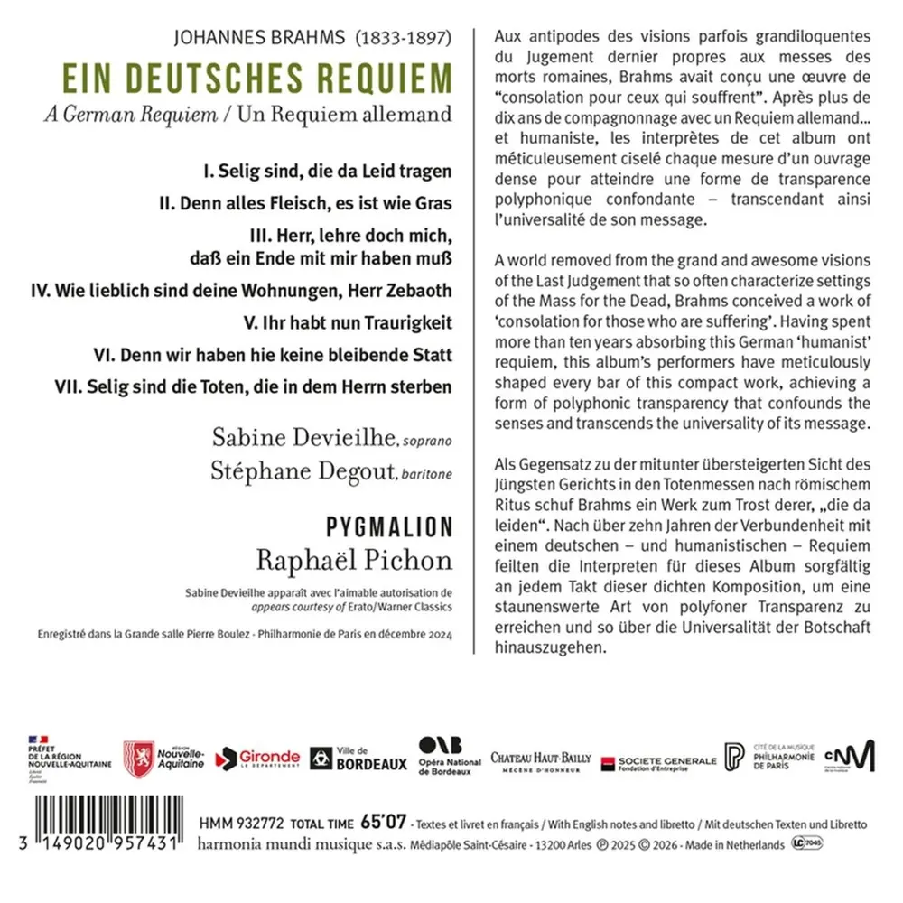 JOHANNES BRAHMS: EIN DEUTSCHES REQUIEM