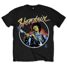Jimi Hendrix, Tričko Script Circle, Unisex, Čierna