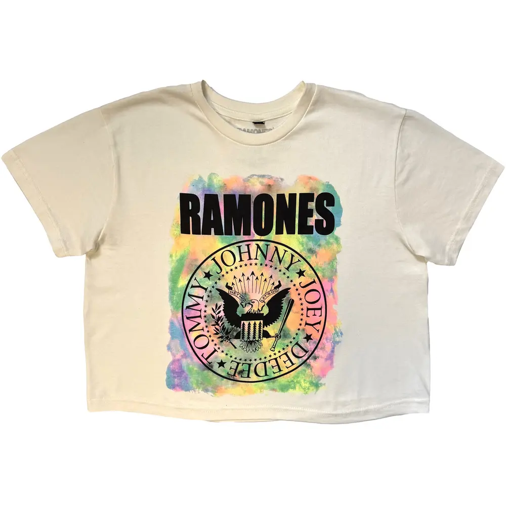 Ladies Stone Wash Crop Top: Painted Seal (White)