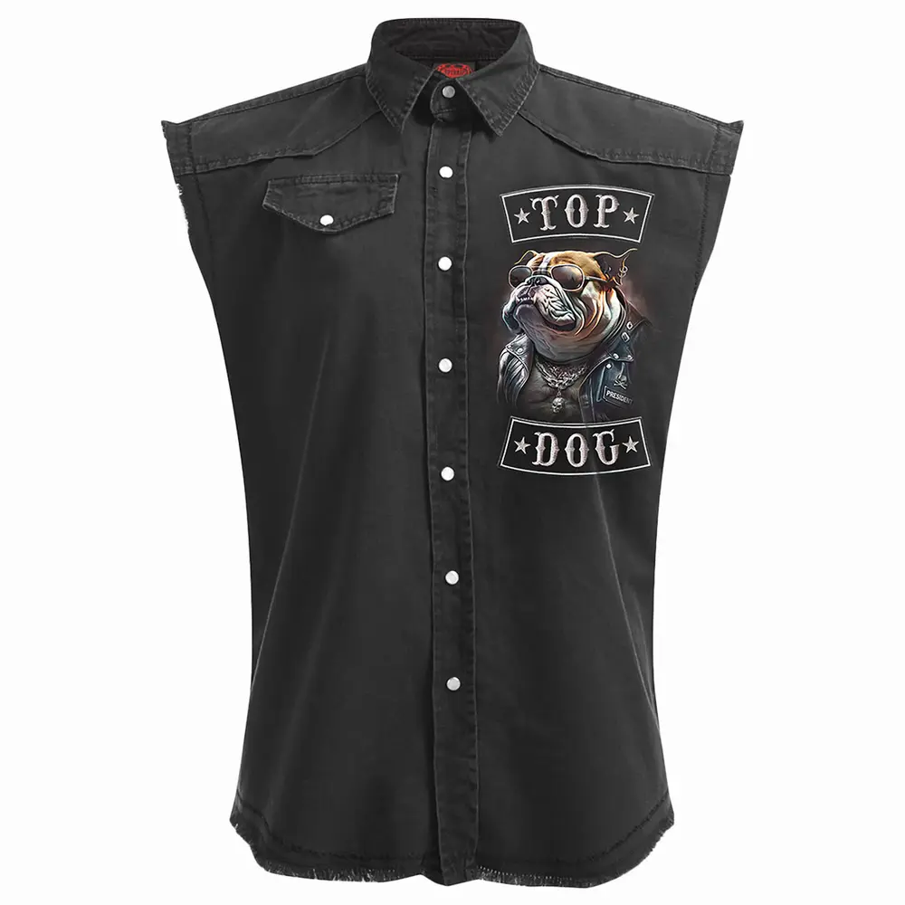 Unisex Worker Shirt: Top Dog (Black) (Back Print)