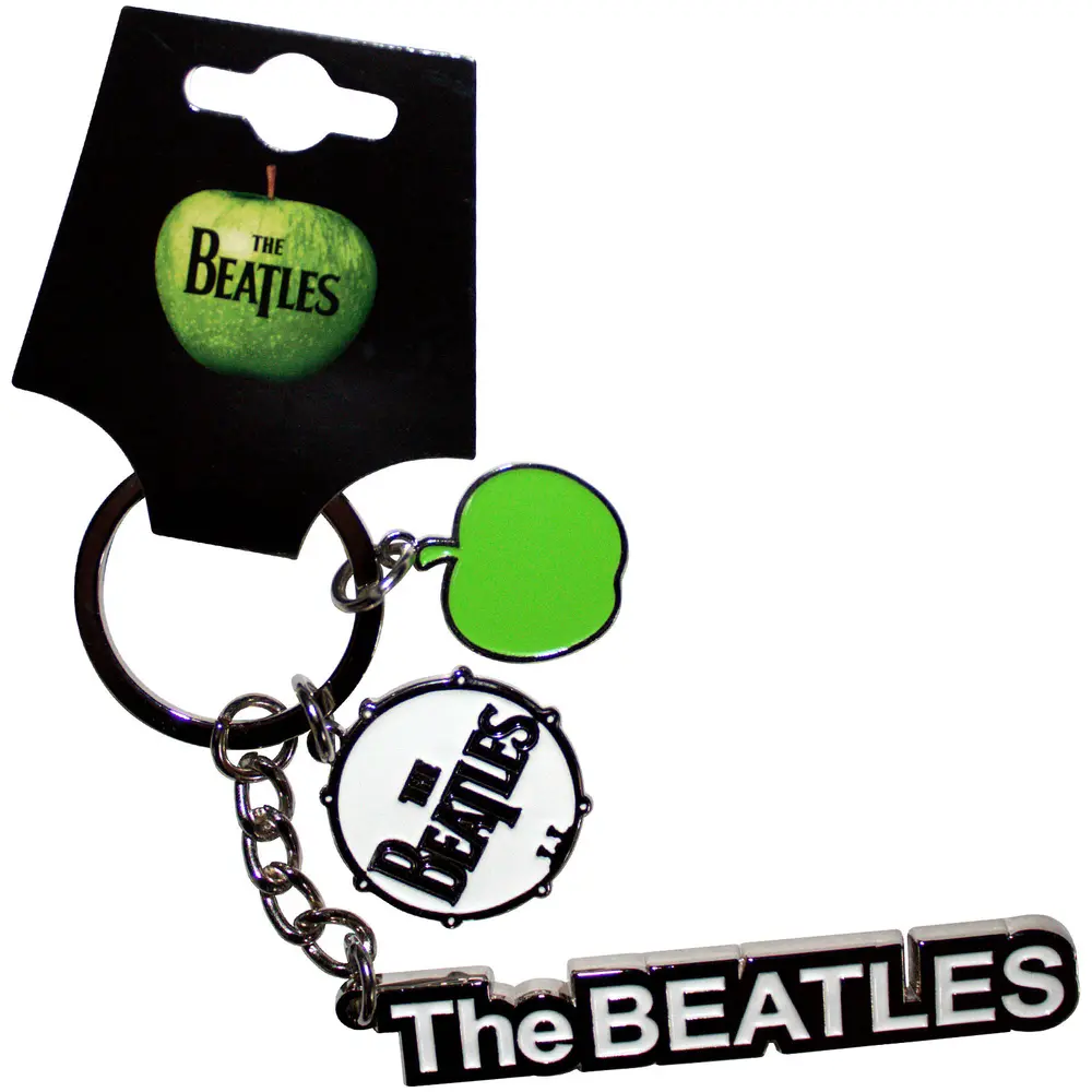 The Beatles – Text Logo Drop T Drum & Apple Charms (Kľúčenka)