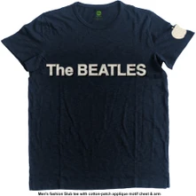 The Beatles, Tričko Logo & Apple, Unisex, Modrá