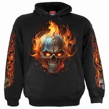 Mikina Unisex Pullover Hoodie: Night Rider (Black) (Back & Sleeve Print)