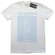 Joy Division, Tričko Unknown Pleasures Blue on White, Unisex, Biela