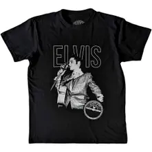 Unisex T-Shirt: Elvis Live Portrait (Black)