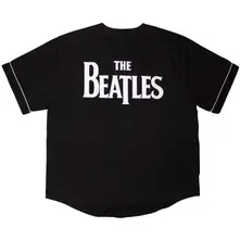Unisex Baseball Jersey: Apple Logo / Walking (Black) (Back Print) thumbnail
