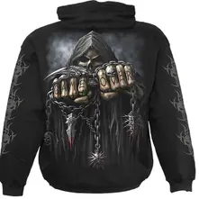 Unisex Pullover Hoodie: Game Over (Black) (Back & Sleeve Print) thumbnail
