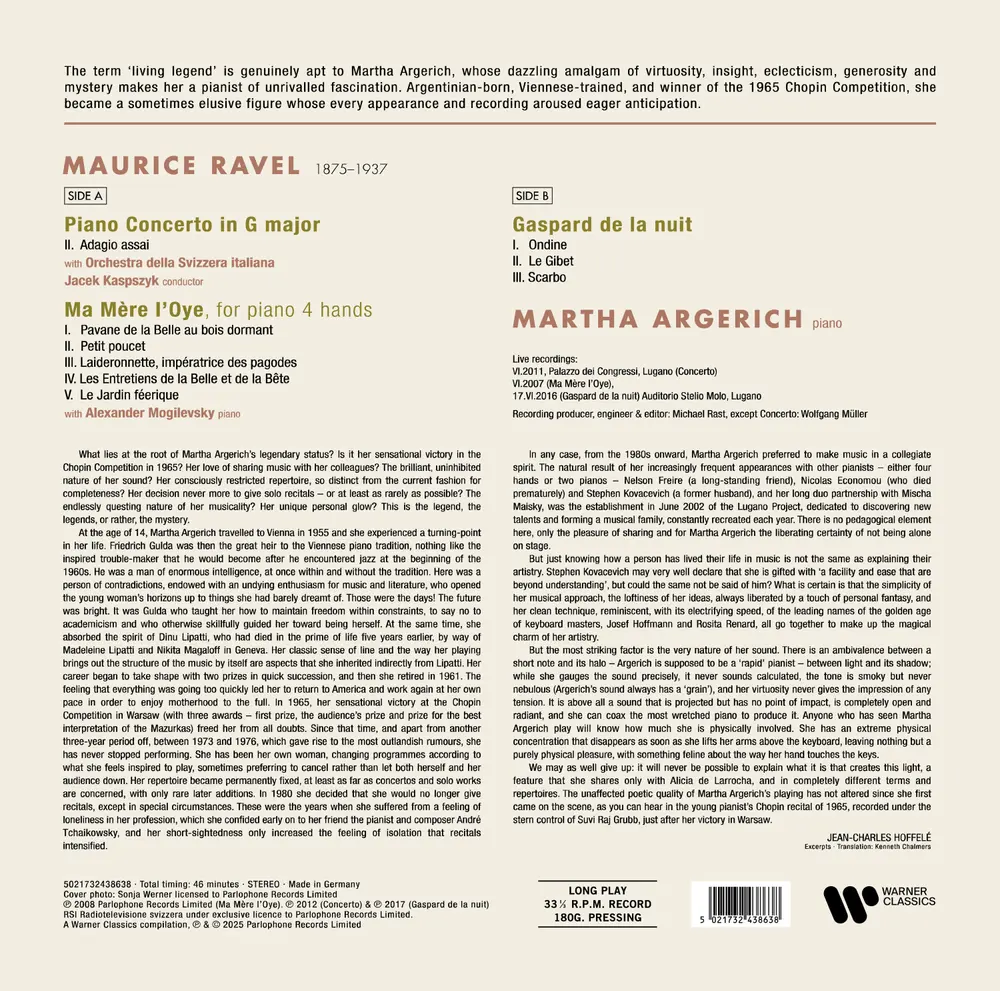 Martha Argerich – RAVEL: ADAGIO FROM PIANO CONCERTO IN G (Vinyl)