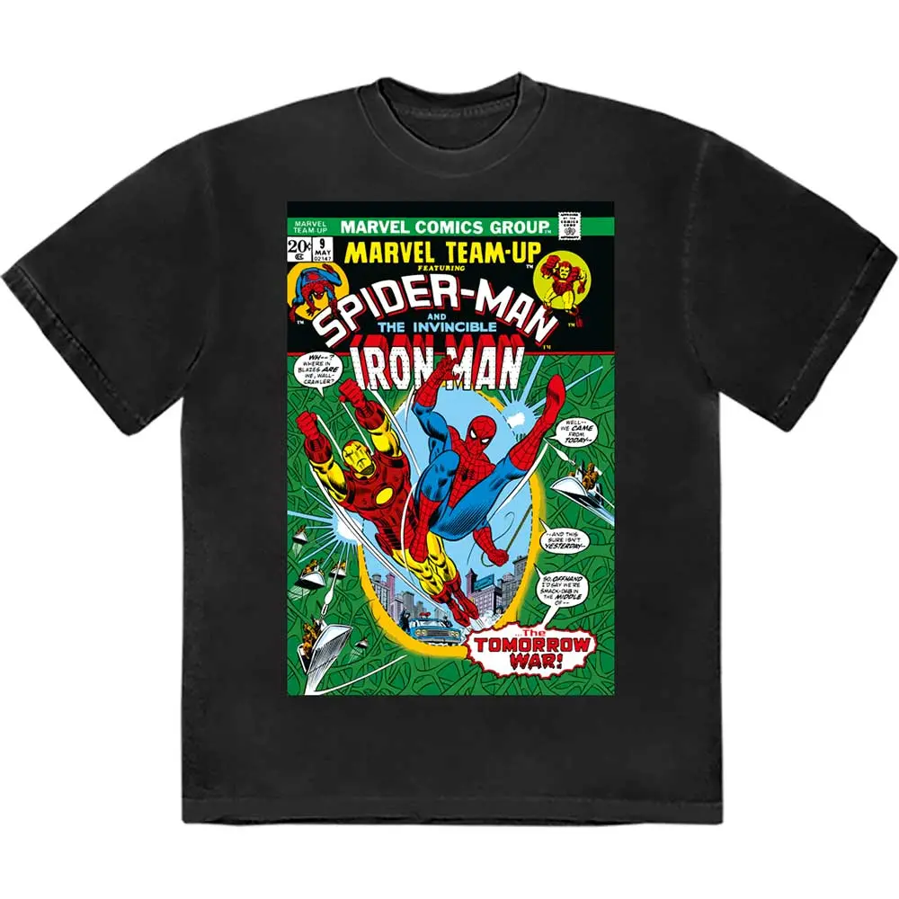 Spider-Man – Spiderman & Iron Man Comic Cover (Negru) (Tricou)