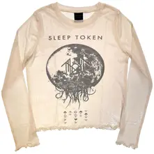 Sleep Token, Croptop Ladies Long Sleeve Mesh Crop Top: Take Me Back To Eden (Natural), Žena, Natural