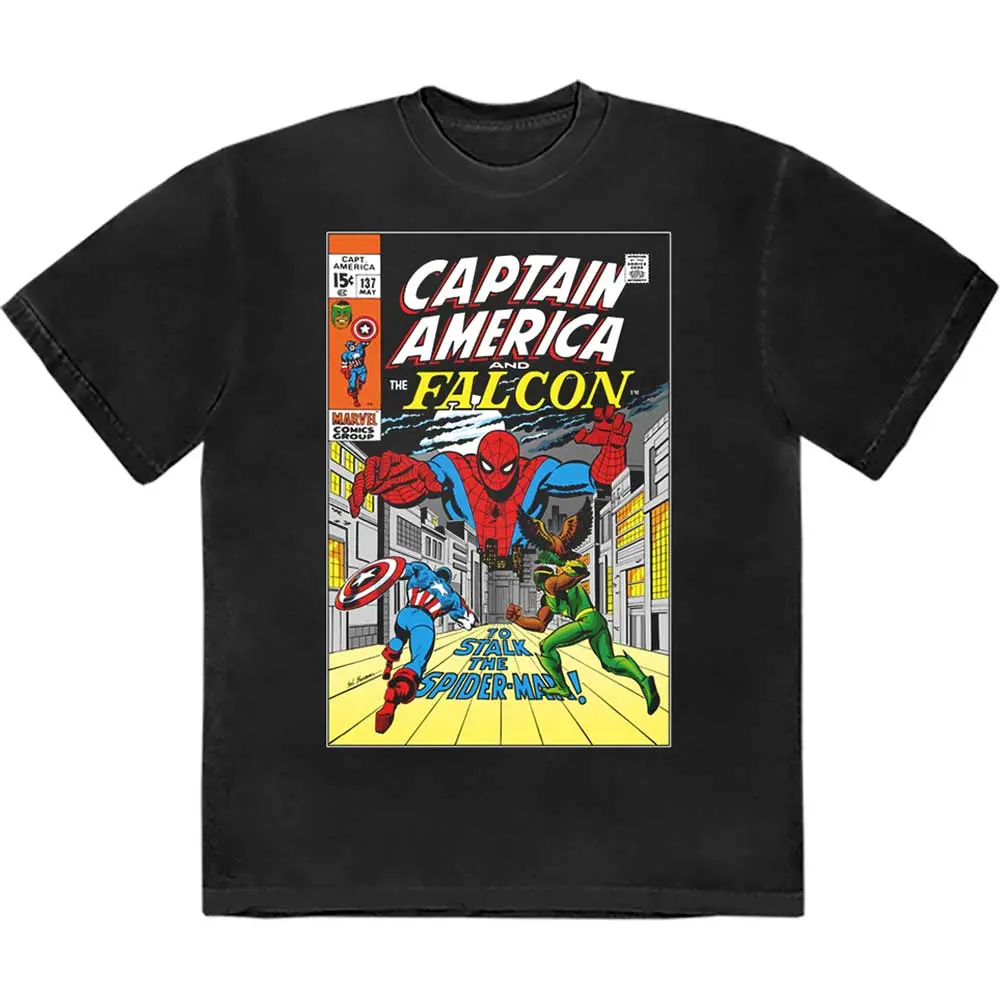 Captain America & Falcon Comic Cover (Czarny) (Koszulka)