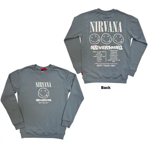 Unisex Unplugged Sweatshirt: Nevermind Tour 1991 (Blue) (Back Print)