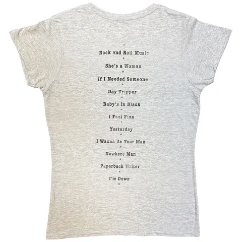 The Beatles – Tričko Budokan Set List (Šedá, Dámske), Žena, Šedá