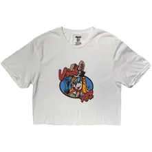 Ladies Crop Top: Cartoon Bunny (White) thumbnail