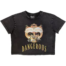 Ladies Stone Wash Crop Top: Dangerous (Charcoal Grey)