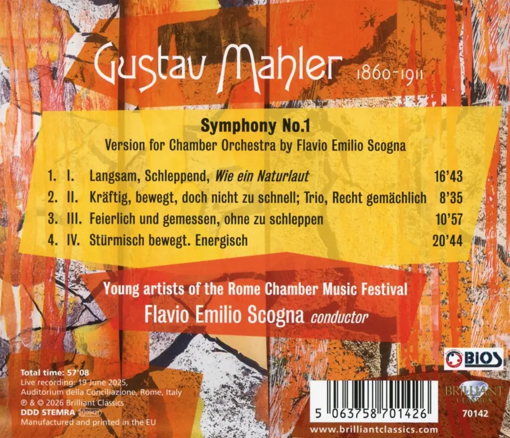 MAHLER: SYMPHONY NO.1, VERSION FOR CHAMBER ORCHESTRA (LIVE RECORDING)