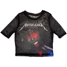 Croptop Ladies Mesh Crop Top: Moth Into Flame (Black)