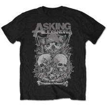 Asking Alexandria, Tričko Skull Stack, Unisex, Čierna