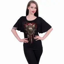 Ladies Latin Boatneck Top: Cry Of The Wolf (Black) thumbnail