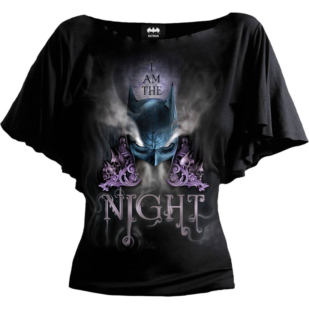 Ladies Latin Boatneck Top: Batman I am the Night (Black)