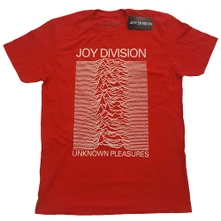 Joy Division, Tričko Unknown Pleasures White On Red, Unisex, Červená