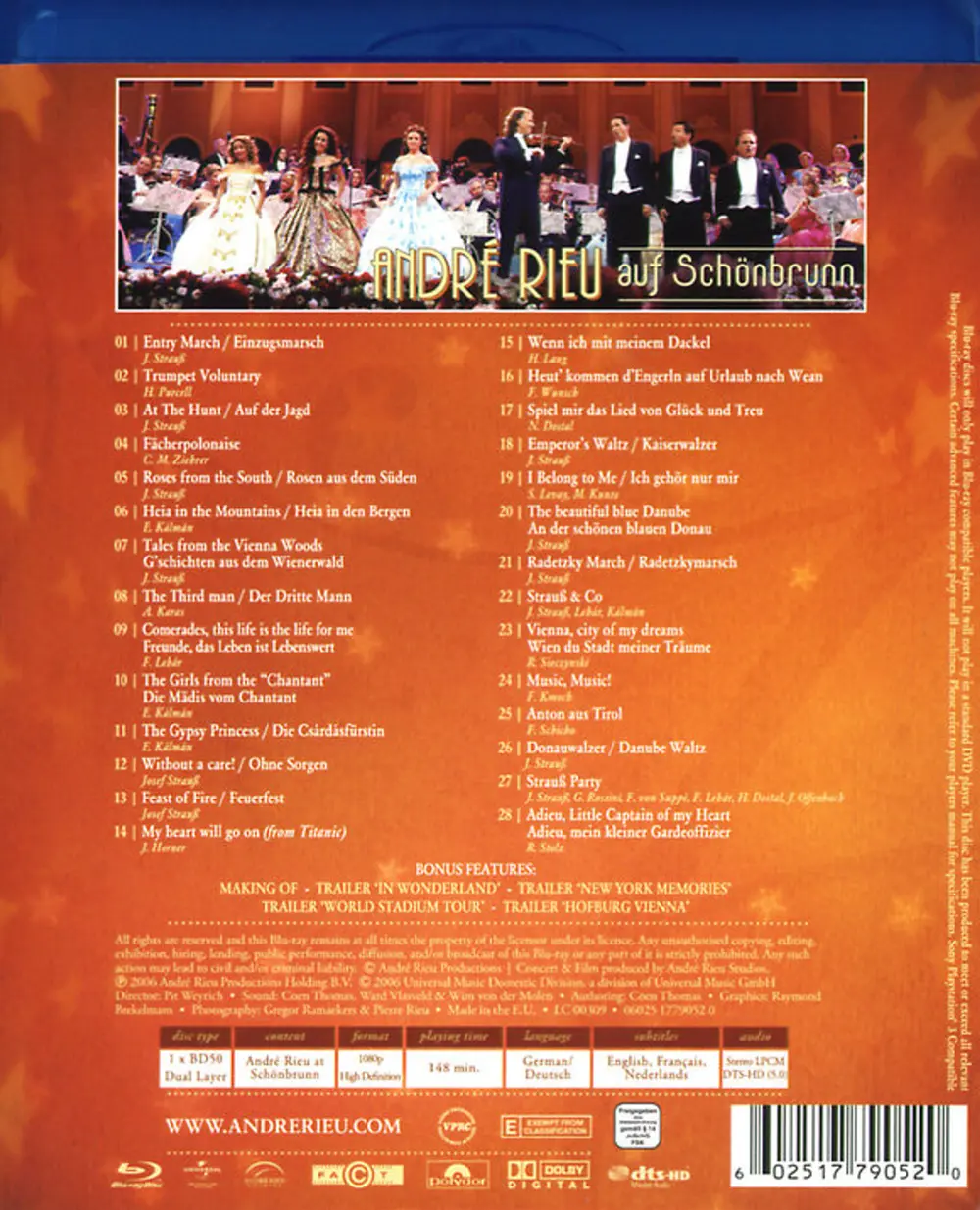 André Rieu & Johann Strauss Orchestra with The Platin Tenors - At Schönbrunn, Vienna (Blu-ray)