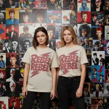 Ladies Unplugged T-Shirt: Rebel Rebel Lightning Bolt (Natural) thumbnail