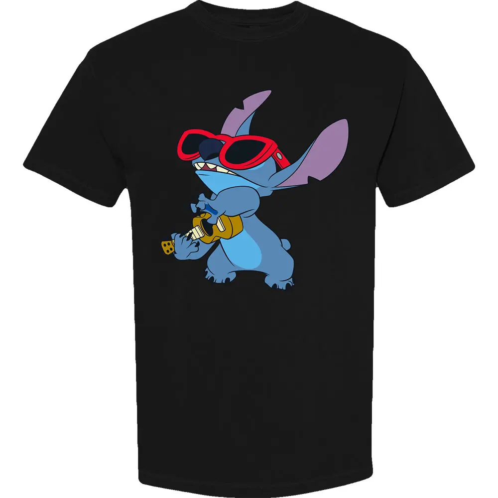 Lilo & Stitch Stitch Guitar (Negra) (Camiseta)