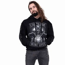 Unisex Pullover Hoodie: Nine Lives (Black) (Back & Sleeve Print) thumbnail