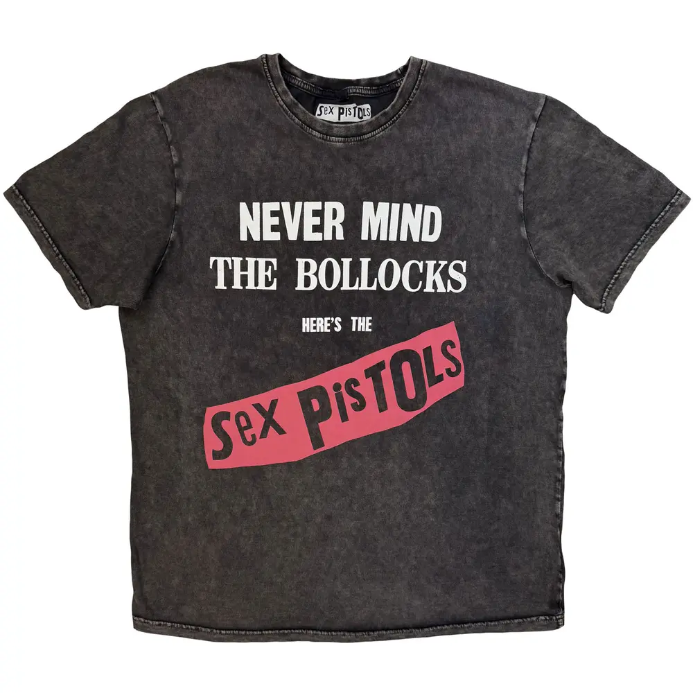 Unisex Stone Wash T-Shirt: Never Mind The Bollocks Original Album (Charcoal Grey)
