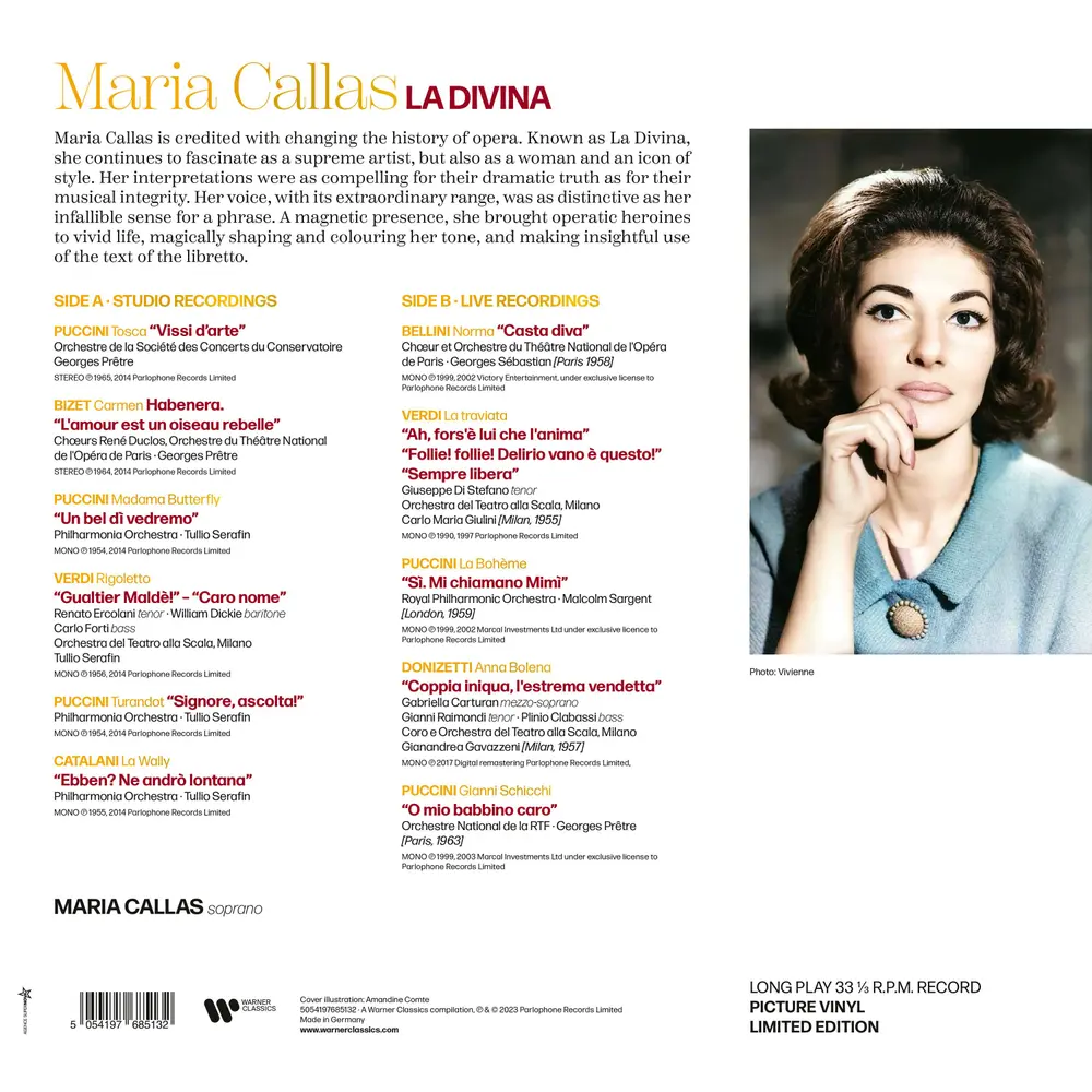 LA DIVINA MARIA CALLAS (PICTURE DISC VINYL / BEST OF)
