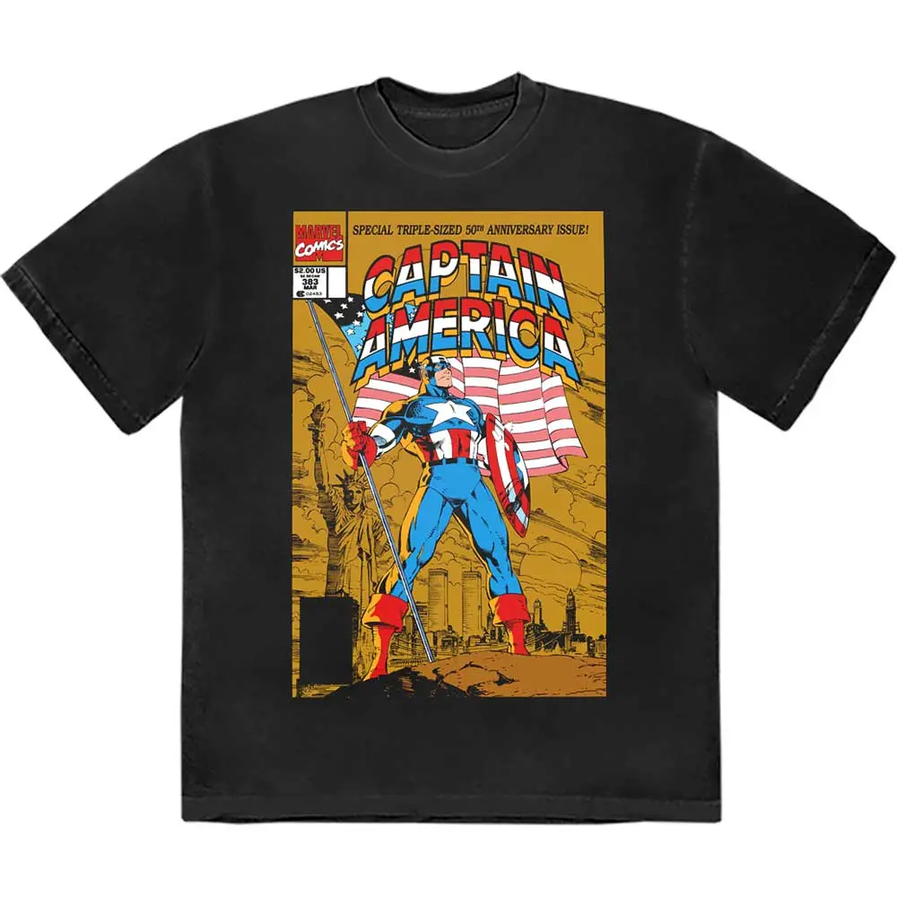 Captain America 50th Comic Cover (Czarny)