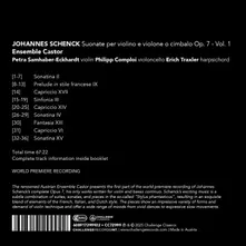 Ensemble Castor – JOHANNES SCHENCK: SUONATE PER VIOLINO E VIOLONE O CIMBALO OP. 7 - VOL. 1 (CD)