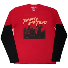 Unisex 2 In 1 Layered Long Sleeve T-Shirt: Live Scribble (Red & Black) thumbnail