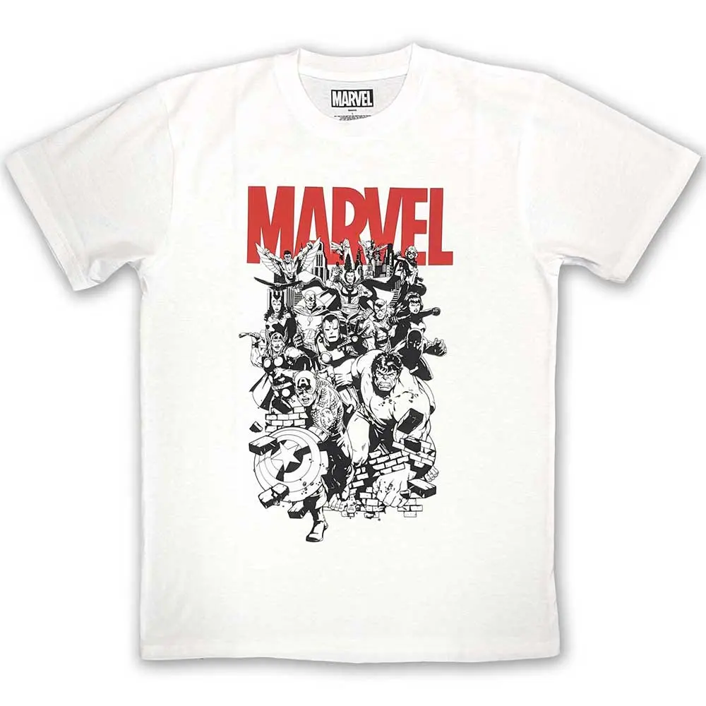 Marvel – Black & White Characters (Blanca) (Camiseta)