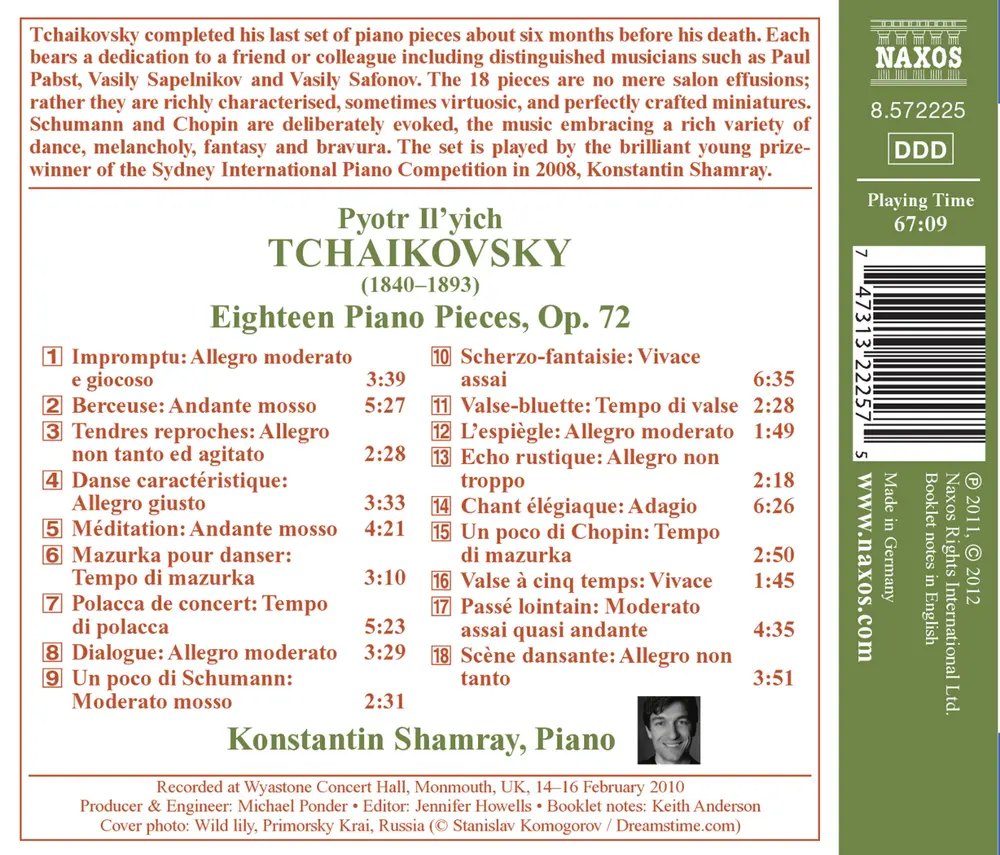EIGHTEEN PIANO PIECES OP.72