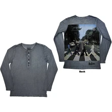 The Beatles, Tričko s dlhým rukávom Abbey Road Back Print Stone Wash, Unisex, Modrá