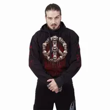 Unisex Pullover Hoodie: War Kills (Black) (Back & Sleeve Print) thumbnail