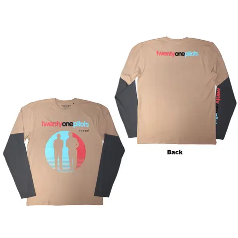 Unisex 2 In 1 Layered Long Sleeve T-Shirt: Vessel (Grey & Sand)